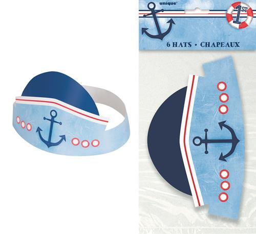 Nautical Birthday Party Hats 6 Pack