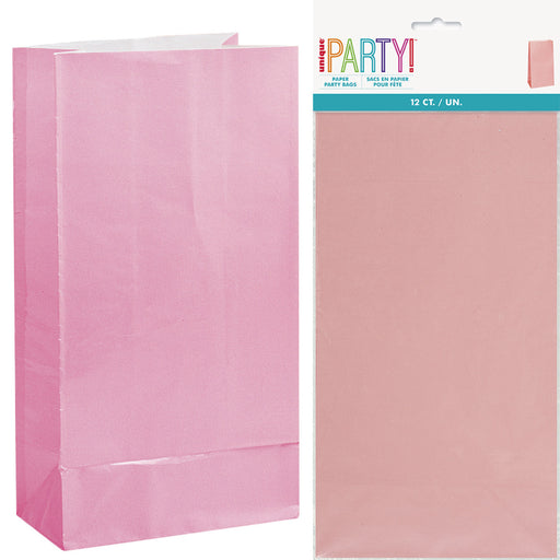 12 Paper Bags - Lovely Pink - 26cm H X 13cm W (10" X 5")