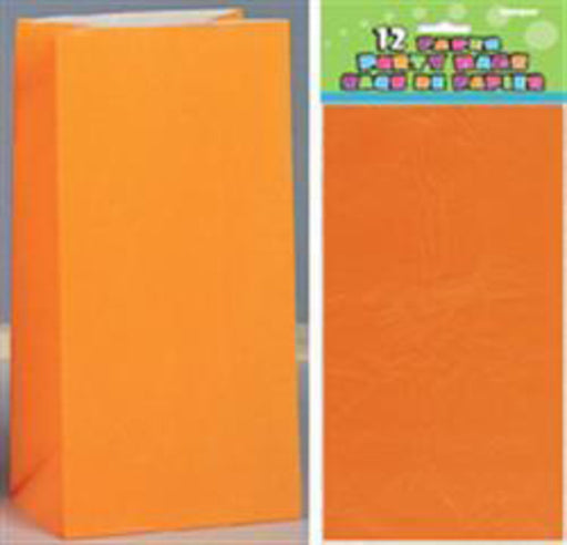 12 Paper Bags- Orange - 26cm H X 13cm W (10" X 5")
