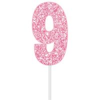 Cake Topper Glitter Pink Number 9