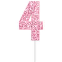 Cake Topper Glitter Pink Number 4