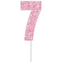 Cake Topper Glitter Pink Number 7