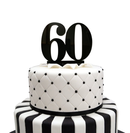 Number 60 Black Acrylic  Cake Topper