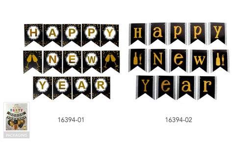 Happy New Year Banner (Gold & Black)
