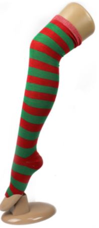 Over The Knee Elf Red & Green Coloured Socks