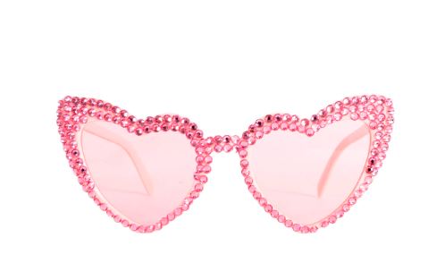Diamante Pink Heart Glasses