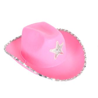 Cowgirl Hat - Light Pink With Sequin Rim And Star
