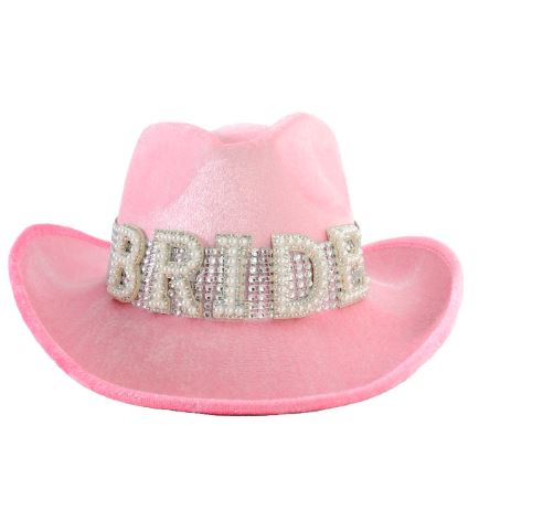 Metallic Bride Cowgirl Hat Light Pink