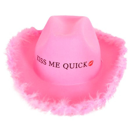 Kiss Me Quick Cowboy Hat Pink Edge