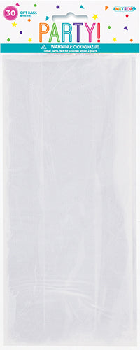 30 Cello Bags - Clear lear 28cm H x 13cm W (11" x 5")
