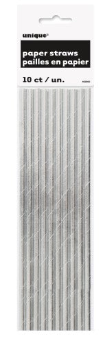 Silver Foil 10 Paper Straws