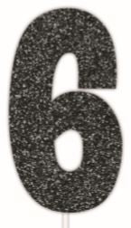 Cake Topper Glitter Black Number 6