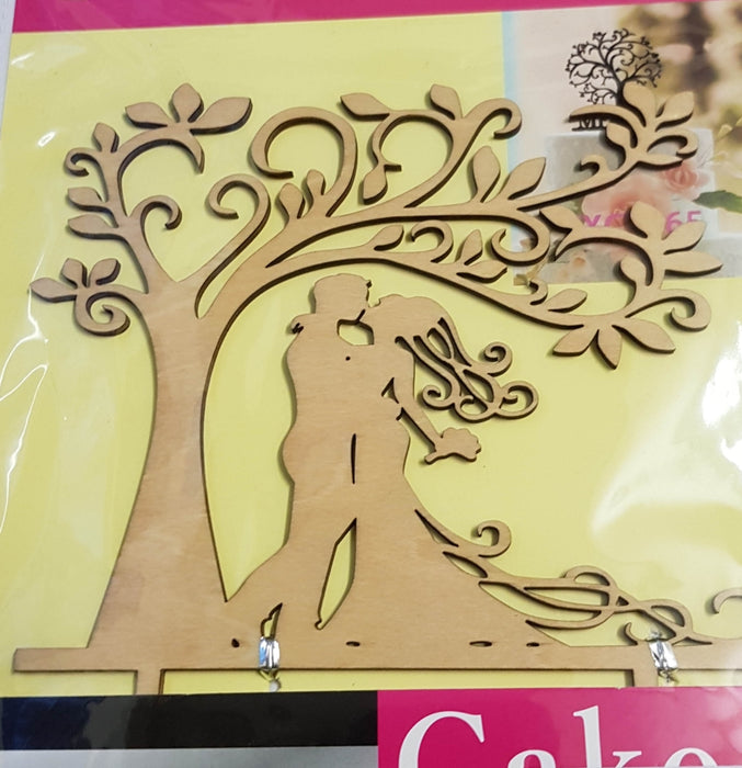 Love Tree Wood Look Engagement/Wedding Cake Acrylic Topper