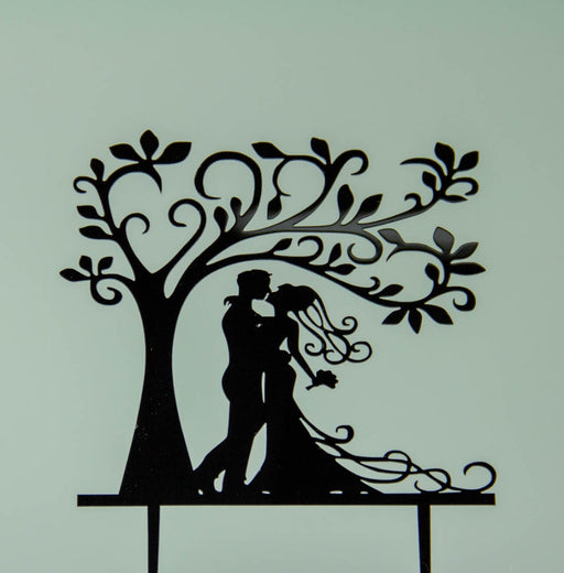 Couple Tree  2 - Acrylic Wedding/Engagement Cake  Topper - Black