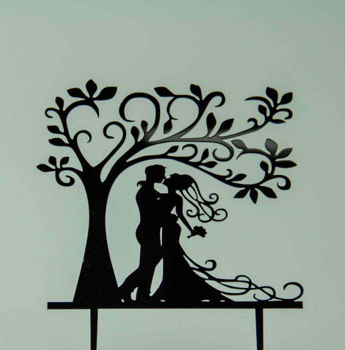 Couple Tree  2 - Acrylic Wedding/Engagement Cake  Topper - Black