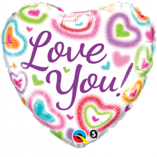 Love You Fuzzy Hearts 18" Foil Balloon