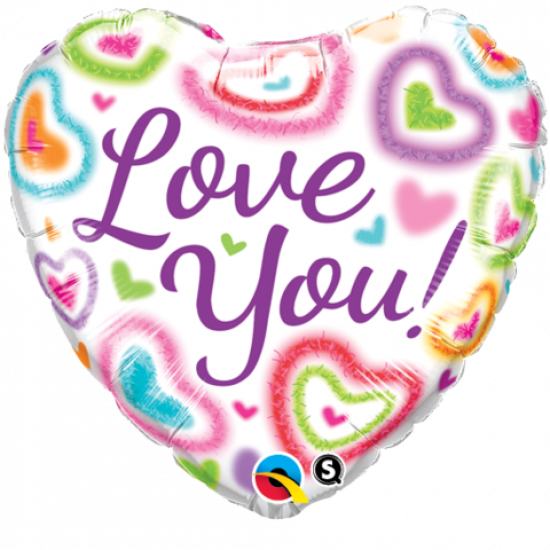 Love You Fuzzy Hearts 18" Foil Balloon