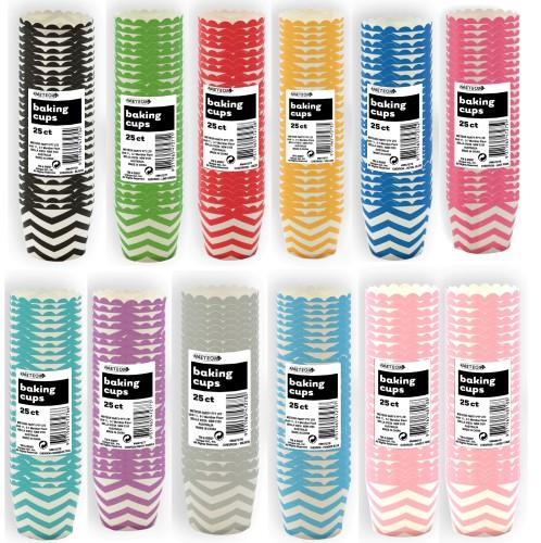 Chevron Coloured Baking Cups 25 Per Pack