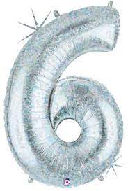 Megaloon 40" Silver Holographic Number 6
