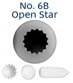 No. 6B Open Star Med/Lge Stainless Steel Piping Tips