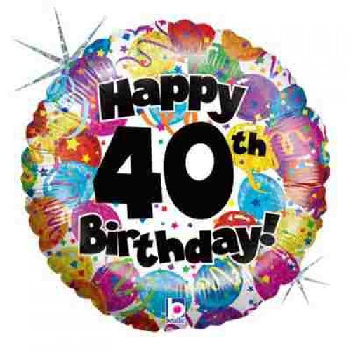 40th Foil Balloon Holographic 18"/46cm