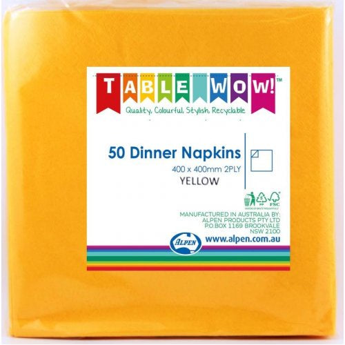 Dinner Napkin Pack 50 - Yellow