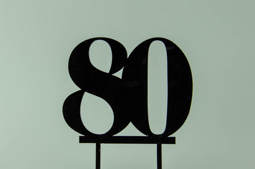 Number 80 Black Acrylic  Cake Topper