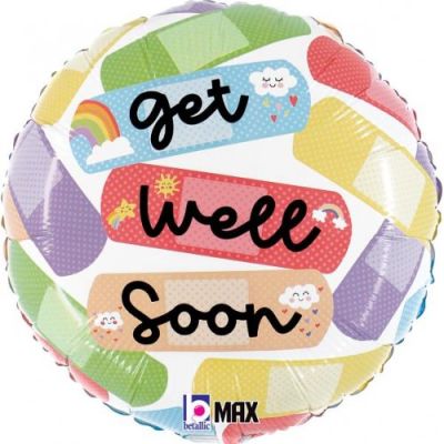 18" Foil Balloon Get Well Soon Bandaids