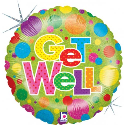 Lots a Dots Get Well Holographic 18" Foil Balloon