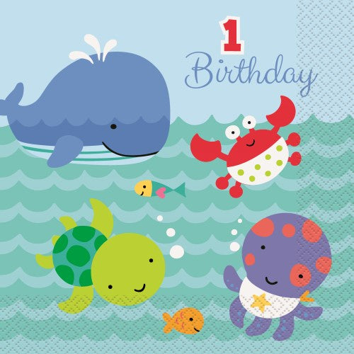 1st Birthday Under The Sea Napkins