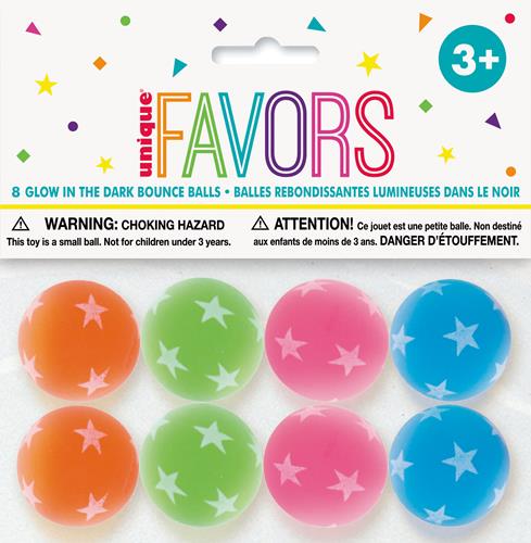 Bounce Ball 32.5mm GLOW in the dark pack of 8