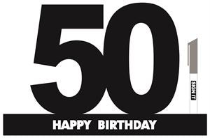 50th Black Signature Block White Text — Red Fox Party Supplies