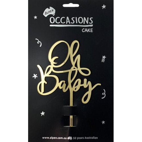 Acrylic Oh Baby Gold Cake Topper