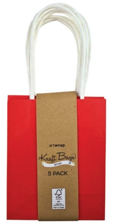 Small Red Kraft Gift Bag 5pk