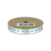 Ribbon Roll 10mm X 4m White With Blue Stars