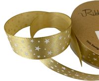 Ribbon Roll 20mm X 3m Gold Stars