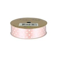Ribbon Roll 20mm x 3m Light Pink Hearts