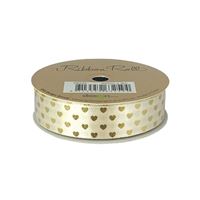 Ribbon Roll 20mm X 3m Cream Hearts