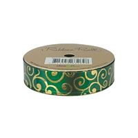 Ribbon Roll 20mm X 3m Dark Green Swirls