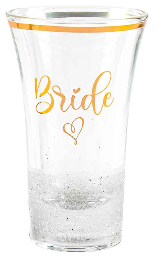Bride Rose Gold Tall Glitter Shot Glass 30ml