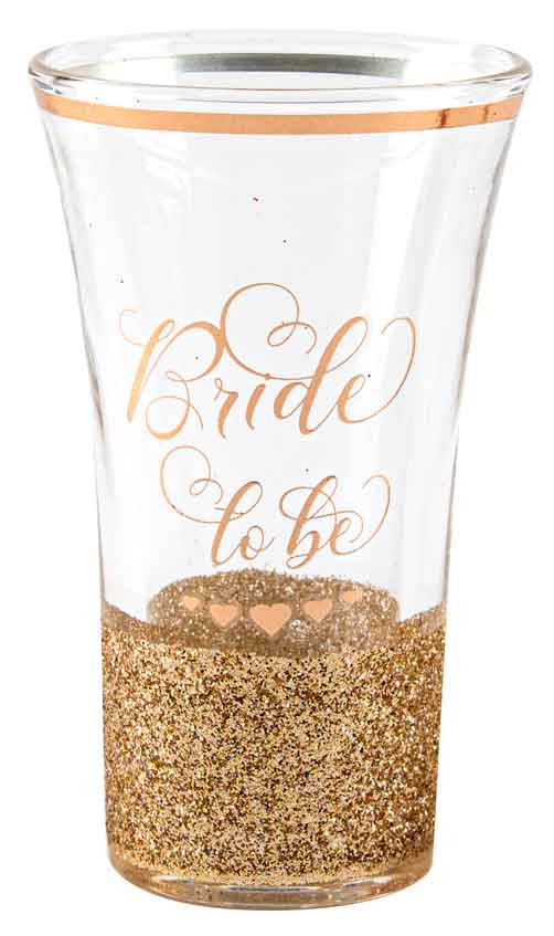 Bride To Be Rose Gold Tall Glitter Shot Glass 30ml