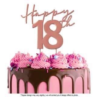 Happy 18th Birthday Metal Cake Topper -  Rose Gold