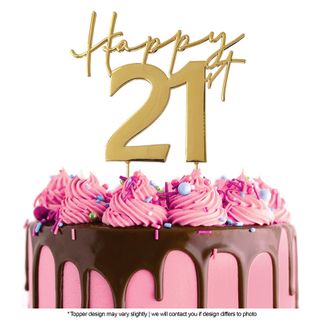 Happy 21st Cake Topper - Gold
