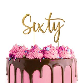 Gold Sixty Metal Cake Topper