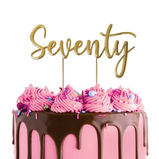 Gold Seventy Metal Cake Topper