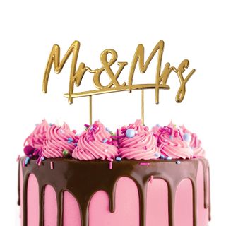 Gold Mr & Mrs Metal Cake Topper