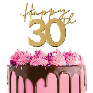 Happy 30th Cake Topper Gold