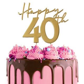 Happy 40th Cake Topper Gold
