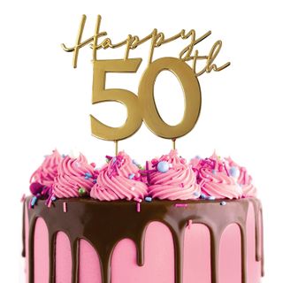 Happy 50th Cake Topper Gold