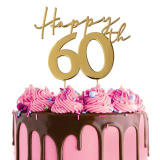 Happy 60th Cake Topper Gold